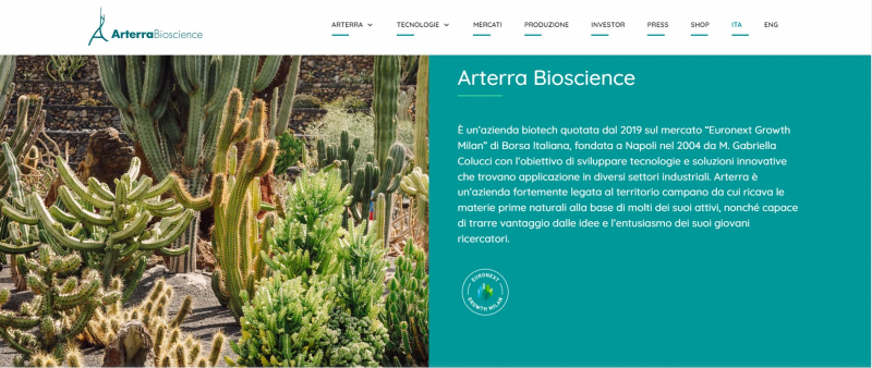 Screenshot of Arterra Bioscience  website