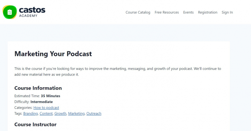 Marketing Podcast Course on Castos Academy