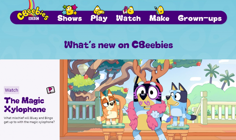 Screenshot of https://www.cbeebies.com/