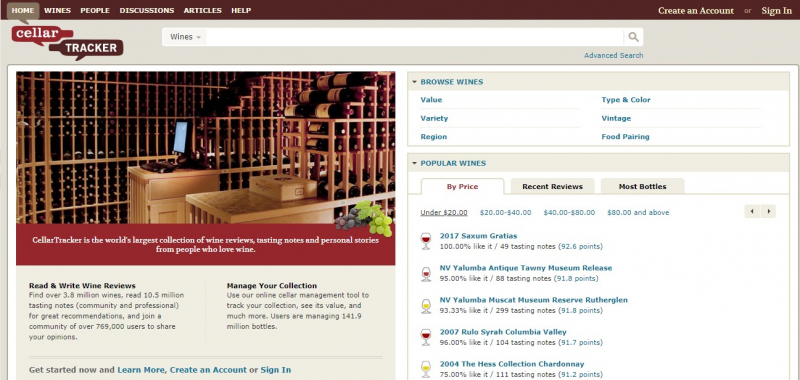 Now CellarTracker is the leading cellar management tool with hundreds of thousands of collectors tracking over 141 million bottles- Screenshot photo