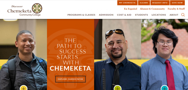 Screenshot of https://www.chemeketa.edu/