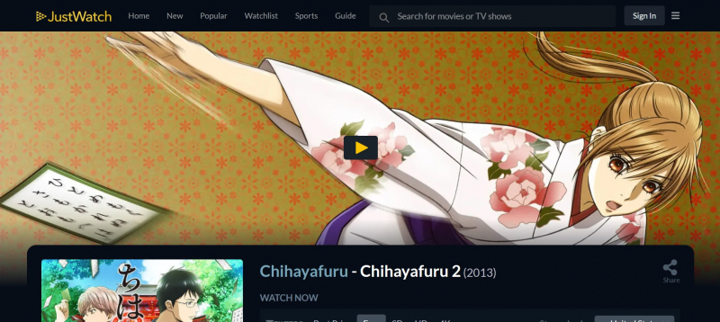 Screenshot of https://www.justwatch.com/us/tv-show/chihayafuru/season-2