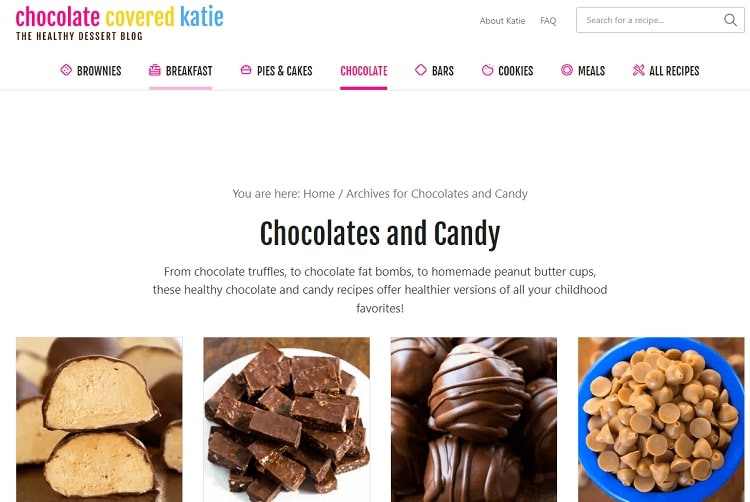Screenshot of https://chocolatecoveredkatie.com/