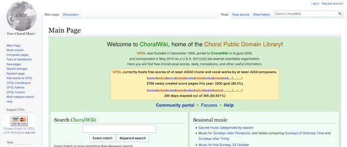 Screenshot of https://www.cpdl.org/