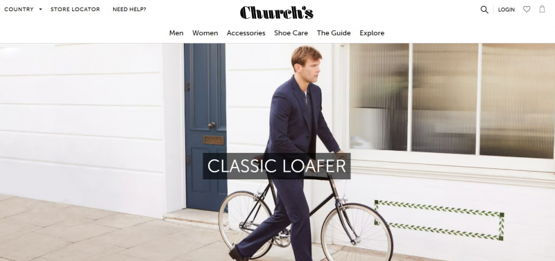 Screenshot of https://www.church-footwear.com/