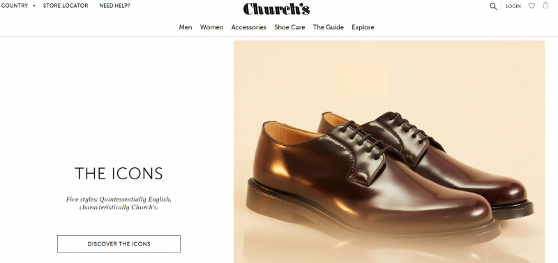 Screenshot of https://www.church-footwear.com/
