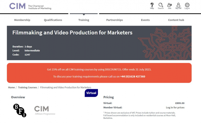Filmmaking and Video Production for Marketers Course