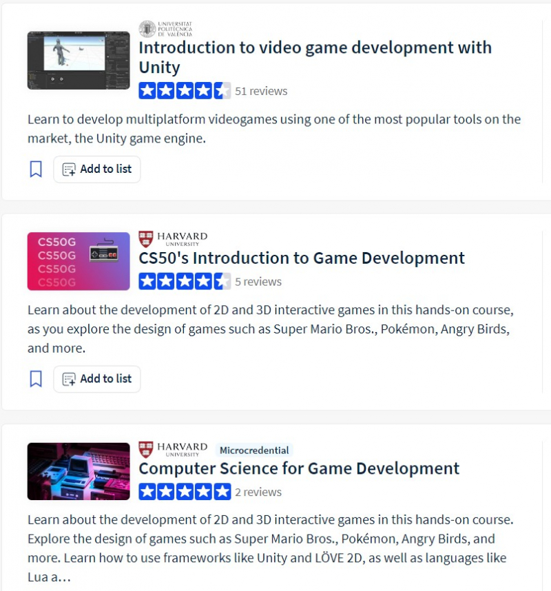 Game development courses on Class Central