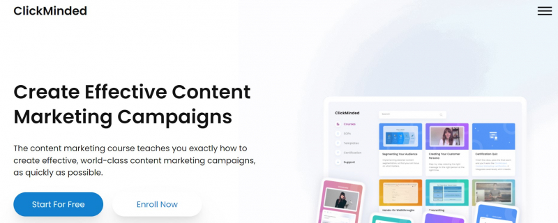 Screenshot of https://www.clickminded.com/content-marketing-training/