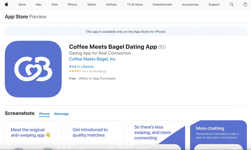 Image via apps.apple.com/us/app/coffee-meets-bagel-dating-app