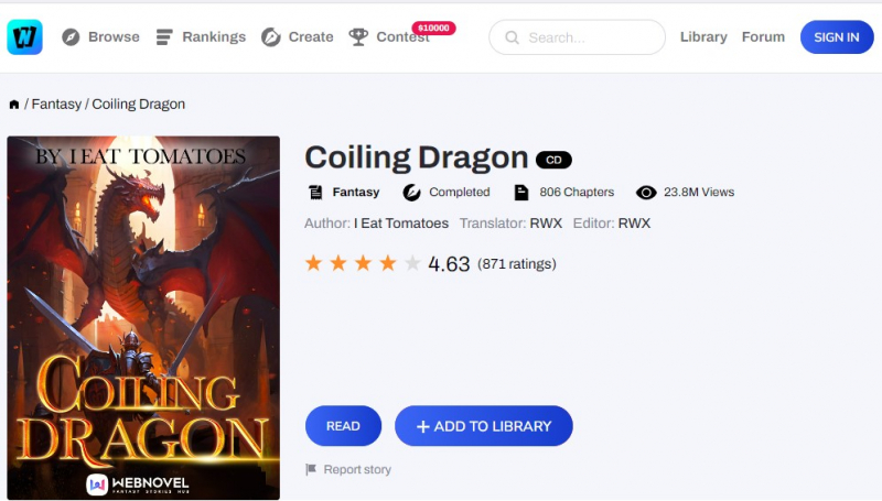 Screenshot of https://www.webnovel.com/book/coiling-dragon_8094085105004705