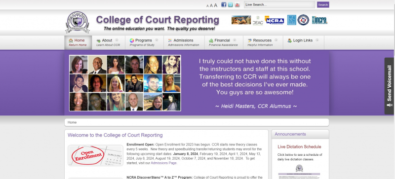 Screenshot of http://www.ccr.edu/