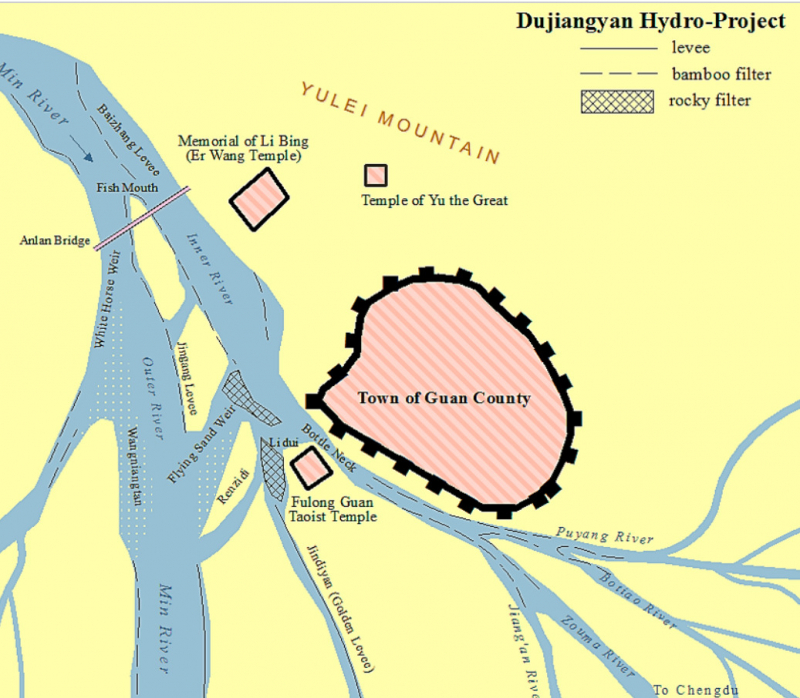 The map showing the plan of Dujiangyan project - Photo: wikipedia.org