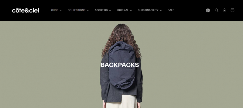 Screenshot of https://www.coteetciel.com/collections/backpacks