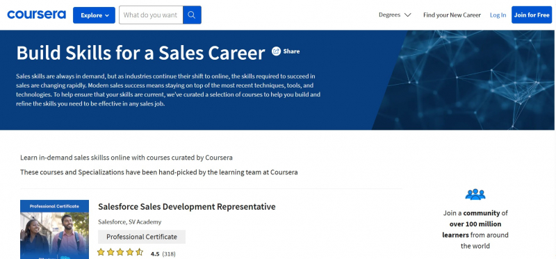 Screenshot of https://www.coursera.org/collections/sales-career