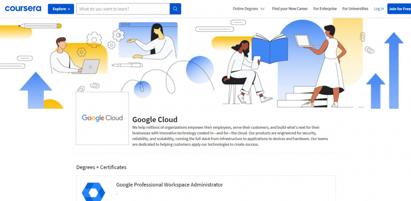 Screenshot of  https://www.coursera.org/googlecloud