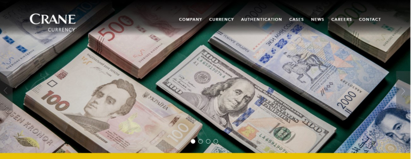 Crane Currency is a manufacturer of cotton-based paper products used in the printing of banknotes, passports, and other secure documents- Screenshot photo