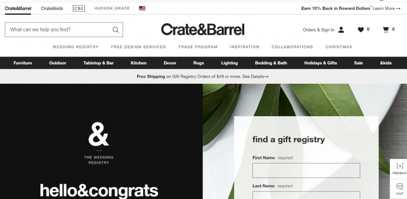 Crate and Barrel website