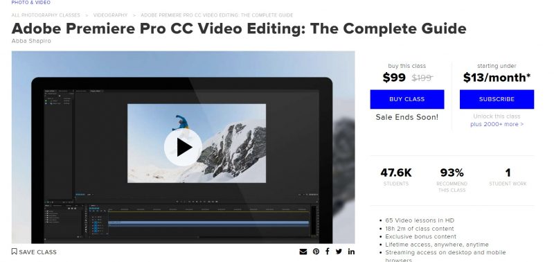 A video editing course on Creative Live
