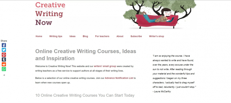 Screenshot of https://www.creative-writing-now.com/