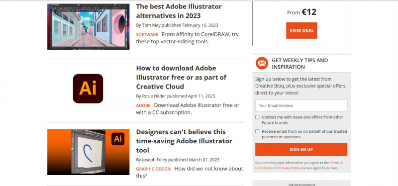 Screenshot of https://www.creativebloq.com/search?searchTerm=Adobe+Illustrator+