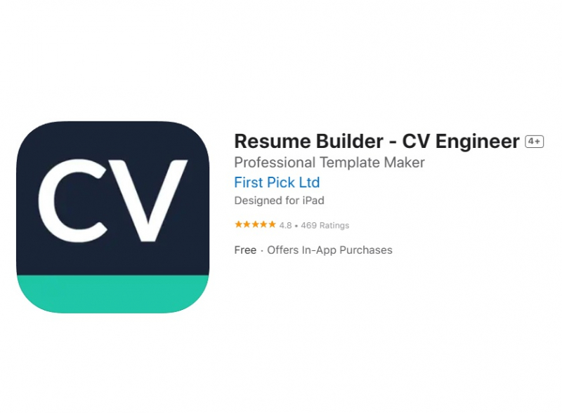 Screenshot via https://apps.apple.com/us/app/cv-engineer-resume-builder/id1445323895