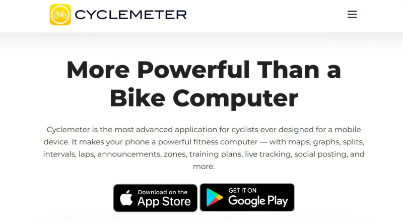 Screenshot on https://cyclemeter.com/