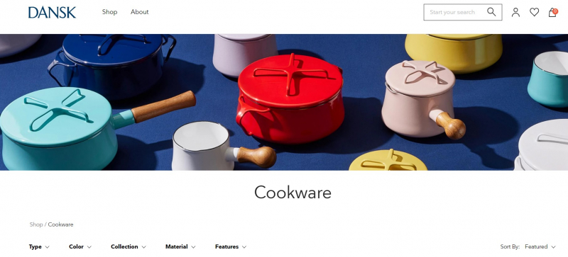 Screenshot of https://www.dansk.com/collections/cookware