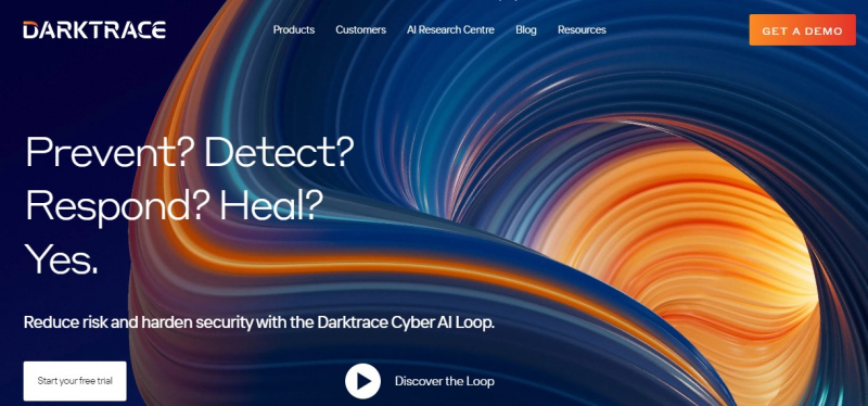 Screenshot of darktrace.com