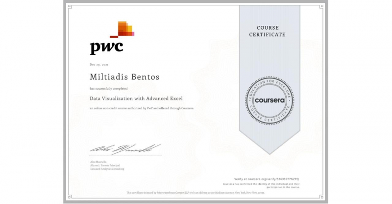 Data Visualization with Advanced Excel by PwC (Coursera)