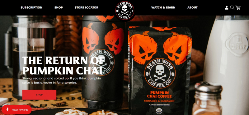 Screenshot of http://deathwishcoffee.com/