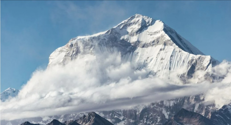 A close-up view of Dhaulagiri I in the Nepal Himalayas, the seventh highest mountain in the world. Photo: Photo: iStock/shayes17