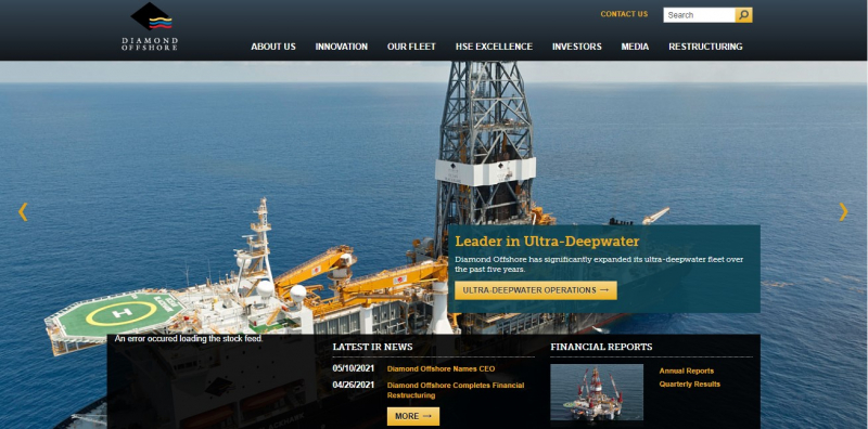Diamond Offshore is a global leader in offshore drilling, with a fleet of 13 offshore drilling rigs - Screenshot photo