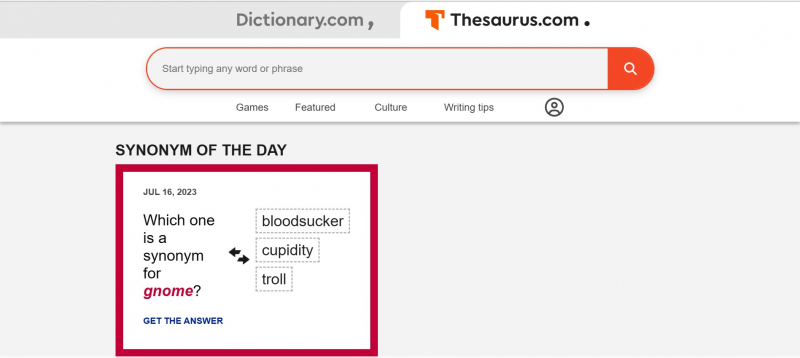 Screenshot of https://www.thesaurus.com/