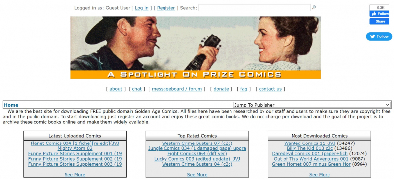 Screenshot of https://digitalcomicmuseum.com/