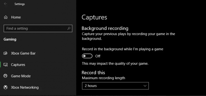 Disable the Game Bar and Background Recording