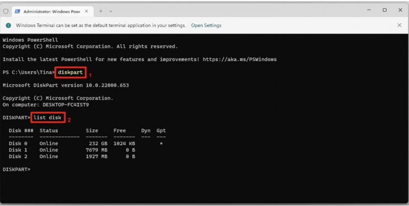 DiskPart Command Prompt Utility