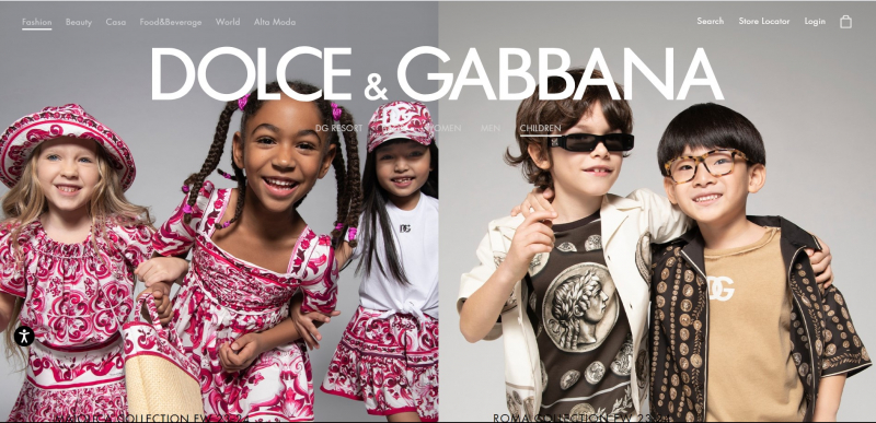 Screenshot of https://www.dolcegabbana.com/fashion/children/