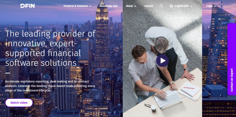Donnelley Financial Solutions is a leader in risk and compliance solutions, delivering deep technology, industry expertise, and data insights to customers globally - Screenshot photo
