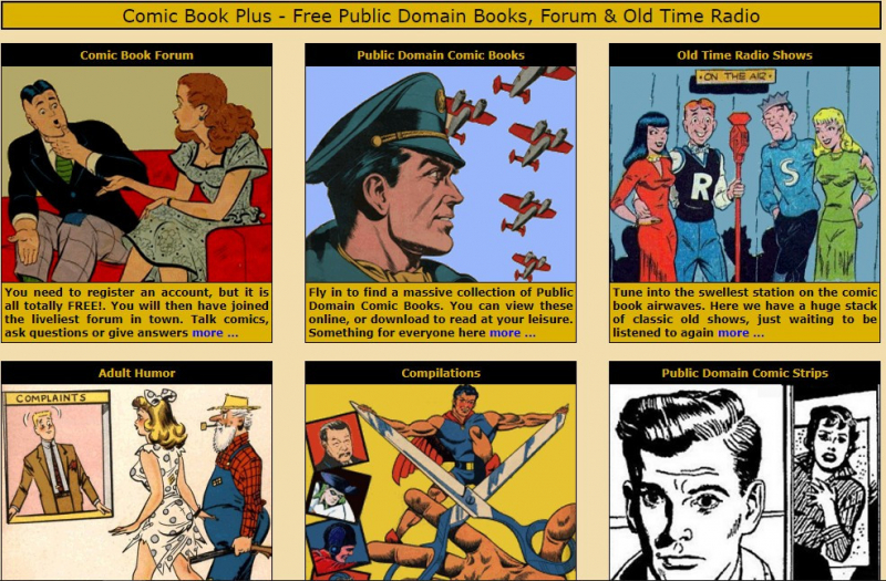 Screenshot of https://comicbookplus.com/