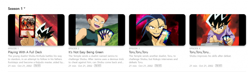Screenshot of https://tv.apple.com/us/show/duel-masters/umc.cmc.1cqnmhnf0ox8c4usnz4a1zfll
