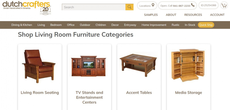 Screenshot of https://www.dutchcrafters.com/Amish-Living-Room-Furniture/cat/150