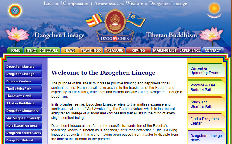 Screenshot of http://www.dzogchenlineage.org/giving/about.html