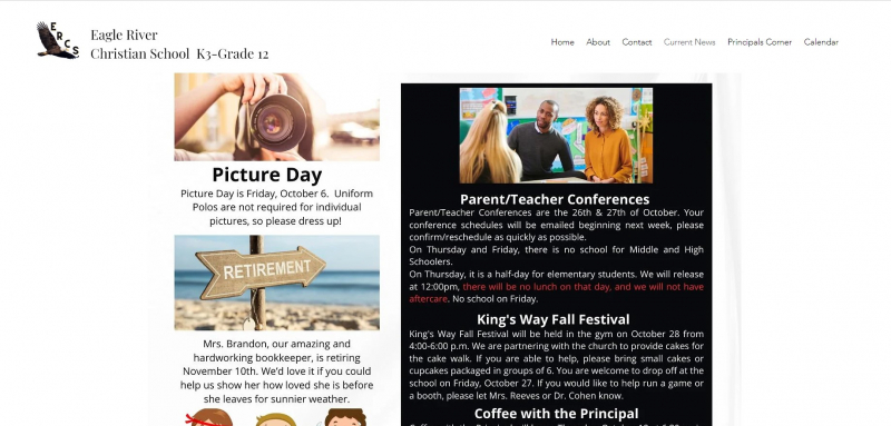 Screenshot of https://www.eagleriverchristianschool.com/the-communicator
