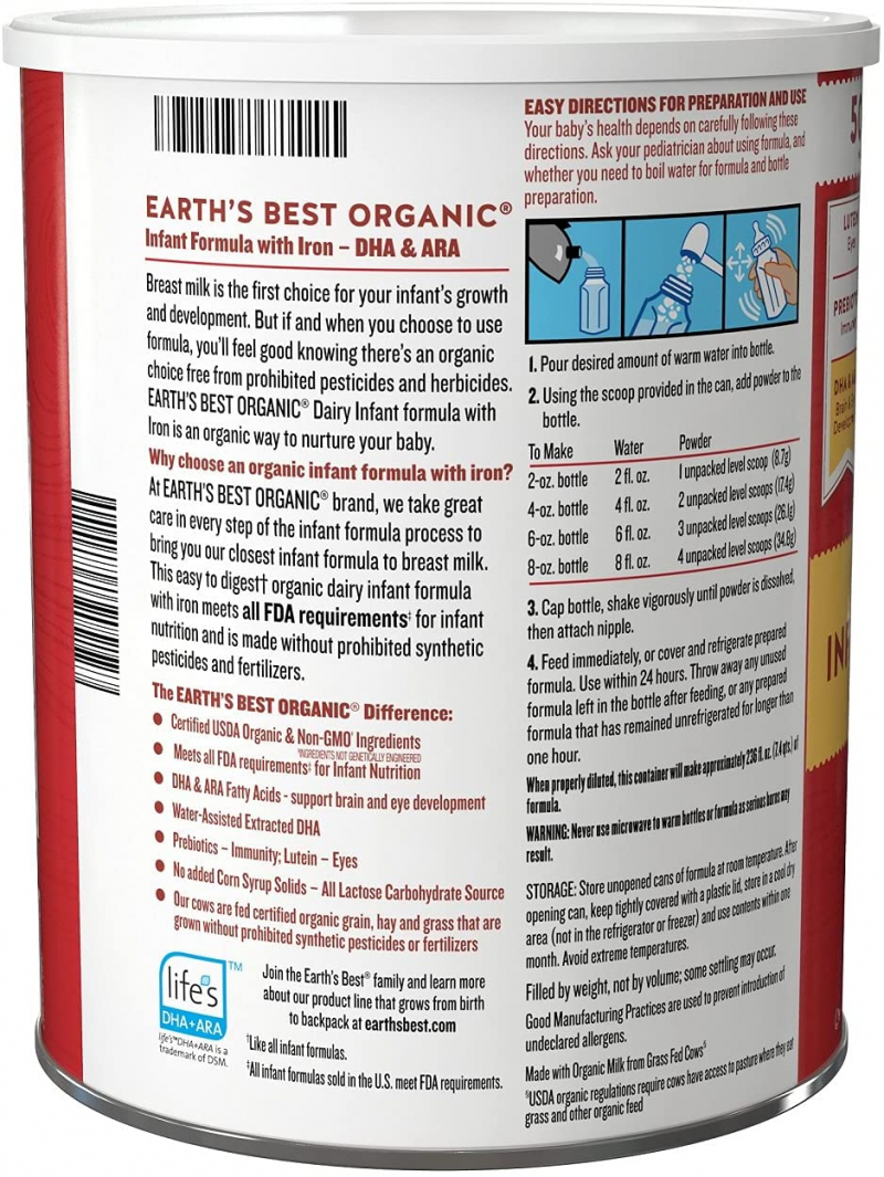 Earth's Best Organic Dairy Infant Formula (photo: Amazon)