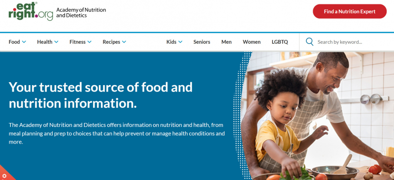 Screenshot of https://www.eatright.org/