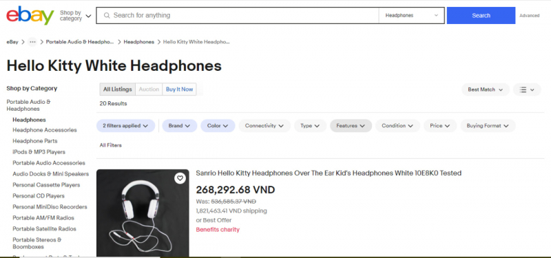 Screenshot of https://www.ebay.com/b/Hello-Kitty-White-Headphones/112529/bn_108916629