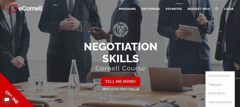 Screenshot of https://ecornell.cornell.edu/courses/leadership-and-strategic-management/negotiation-skills/