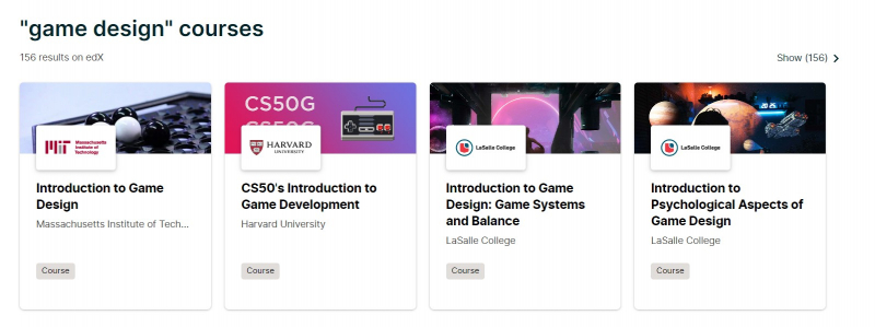 Game design courses on edX