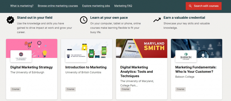 Screenshot of https://www.edx.org/learn/marketing